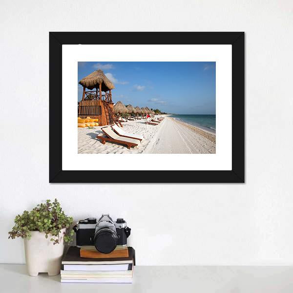 Playa Del Carmen Beach Canvas Wall Art-1 Piece-Framed Print-20" x 16"-Tiaracle