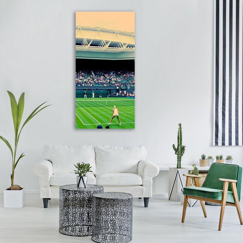 Players In Wimbledon Centre Tennis Court Vertical Canvas Wall Art-1 Vertical-Gallery Wrap-12" x 24"-Tiaracle
