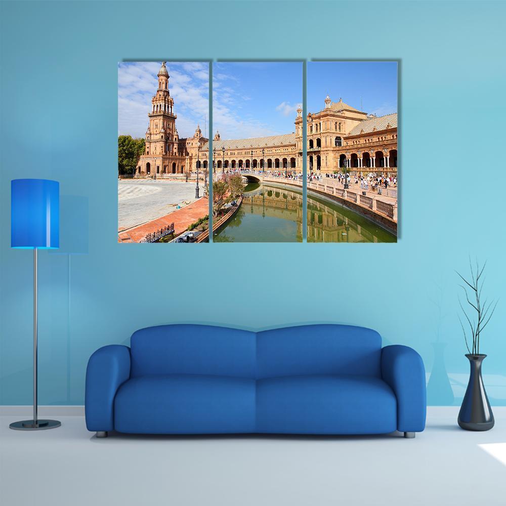 Plaza De Espana Canvas Wall Art-3 Horizontal-Gallery Wrap-37" x 24"-Tiaracle