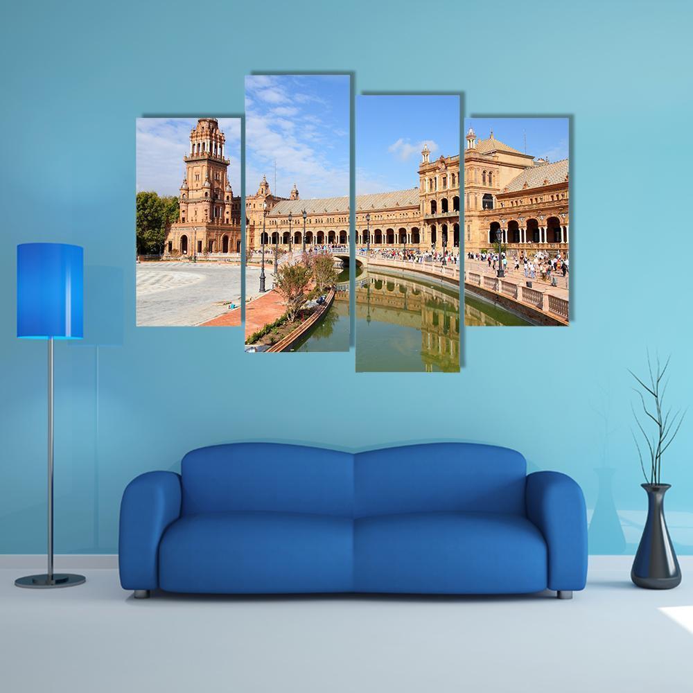 Plaza De Espana Canvas Wall Art-4 Pop-Gallery Wrap-50" x 32"-Tiaracle
