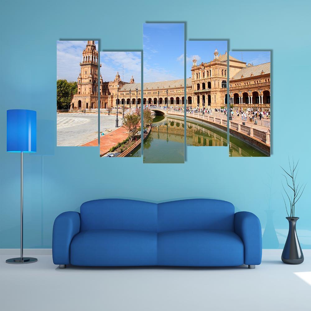 Plaza De Espana Canvas Wall Art-5 Pop-Gallery Wrap-47" x 32"-Tiaracle