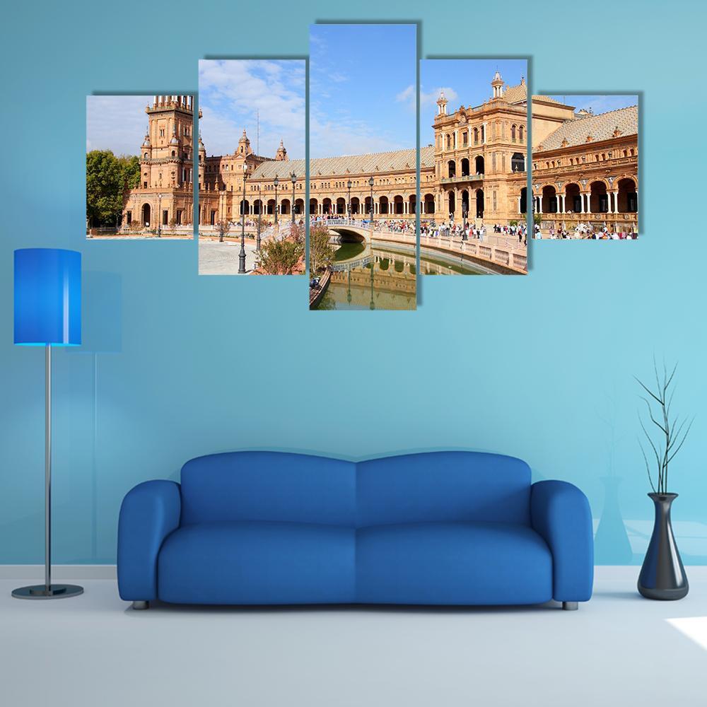 Plaza De Espana Canvas Wall Art-1 Piece-Gallery Wrap-48" x 32"-Tiaracle