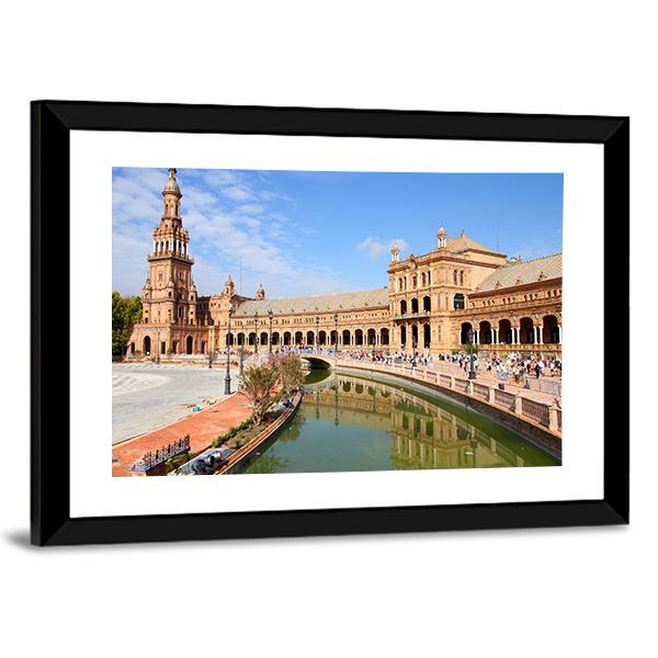 Plaza De Espana Canvas Wall Art-3 Horizontal-Gallery Wrap-25" x 16"-Tiaracle
