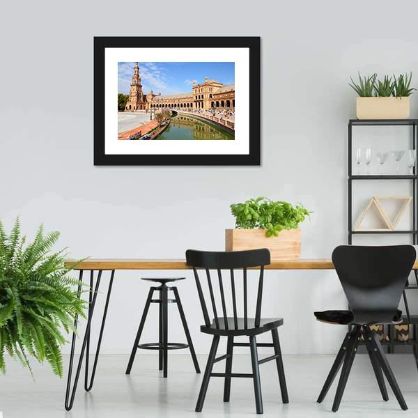 Plaza De Espana Canvas Wall Art-3 Horizontal-Gallery Wrap-25" x 16"-Tiaracle
