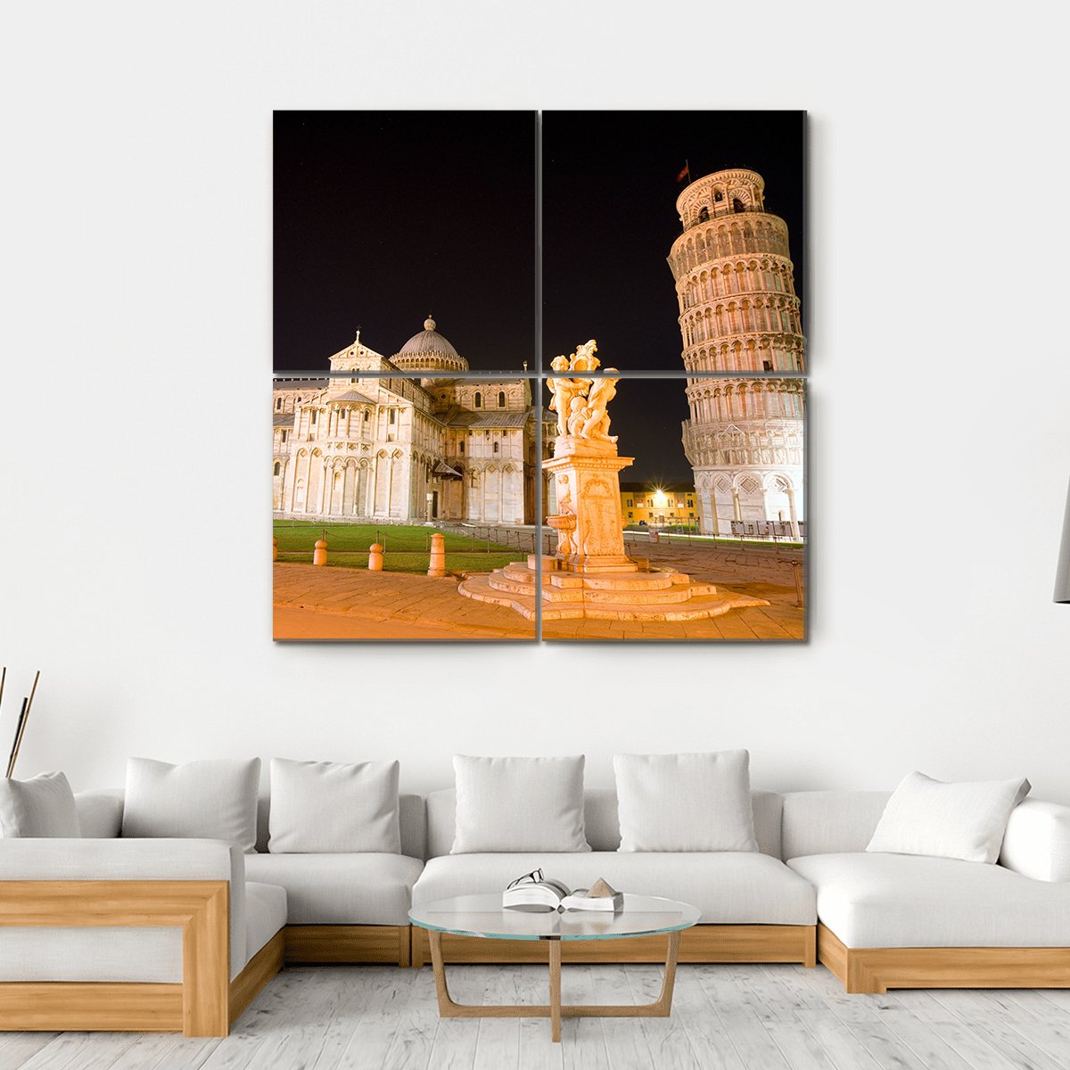 Plaza In Pisa Italy Canvas Wall Art-4 Square-Gallery Wrap-17" x 17"-Tiaracle
