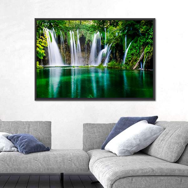 Plitvice Lake National Park In Croatia Canvas Wall Art-3 Horizontal-Gallery Wrap-25" x 16"-Tiaracle
