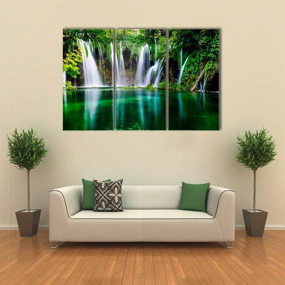 Plitvice Lake National Park In Croatia Canvas Wall Art-3 Horizontal-Gallery Wrap-37" x 24"-Tiaracle