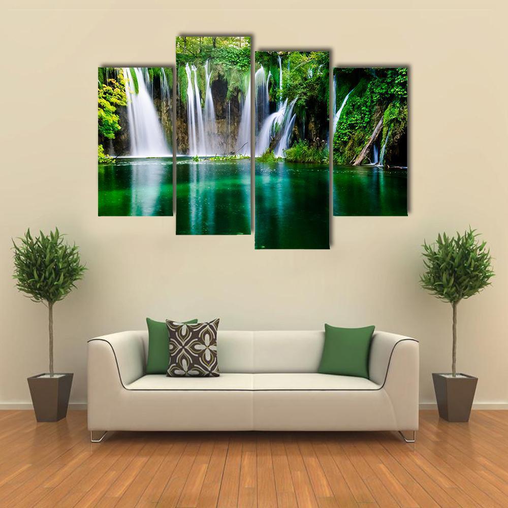 Plitvice Lake National Park In Croatia Canvas Wall Art-4 Pop-Gallery Wrap-50" x 32"-Tiaracle