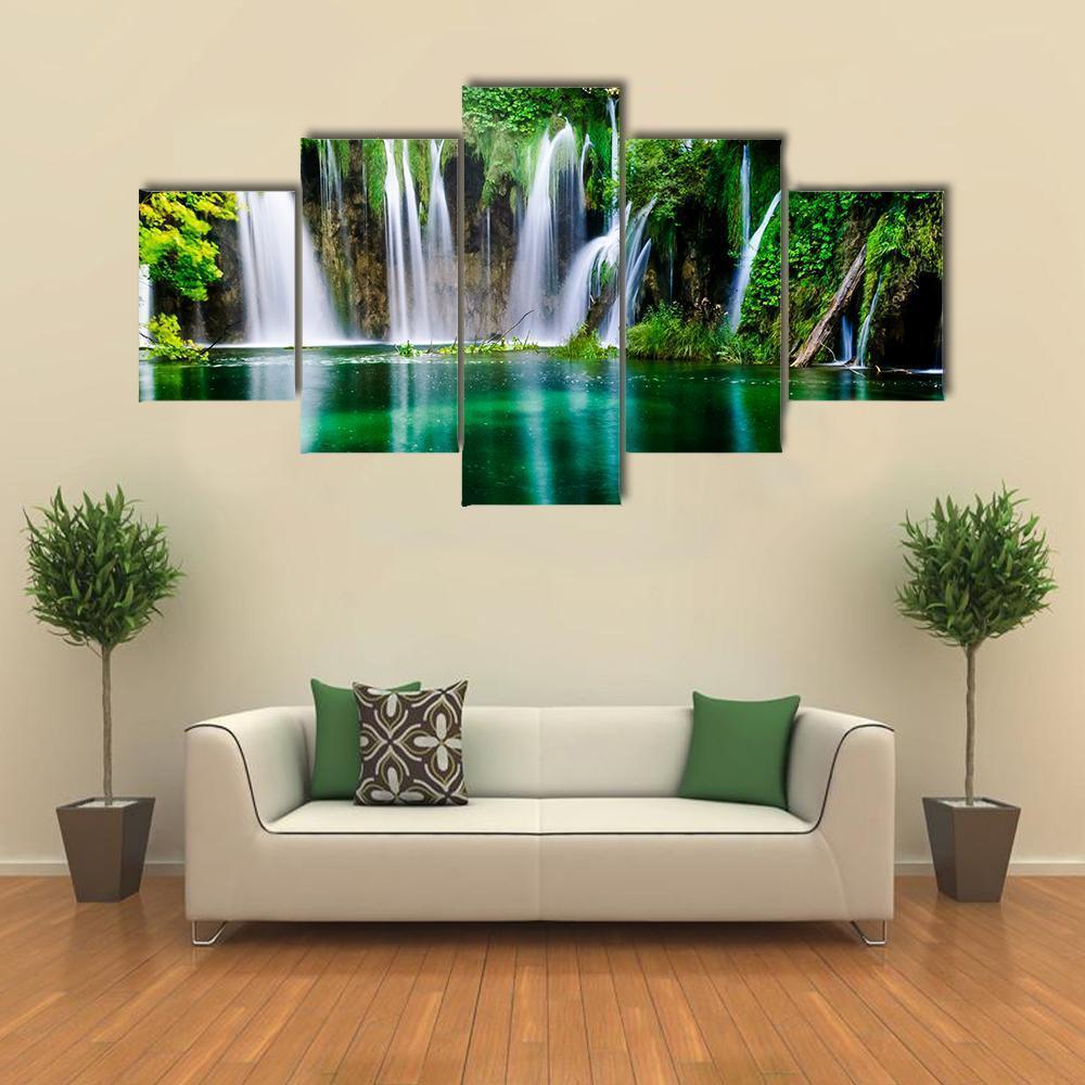 Plitvice Lake National Park In Croatia Canvas Wall Art-5 Star-Gallery Wrap-62" x 32"-Tiaracle