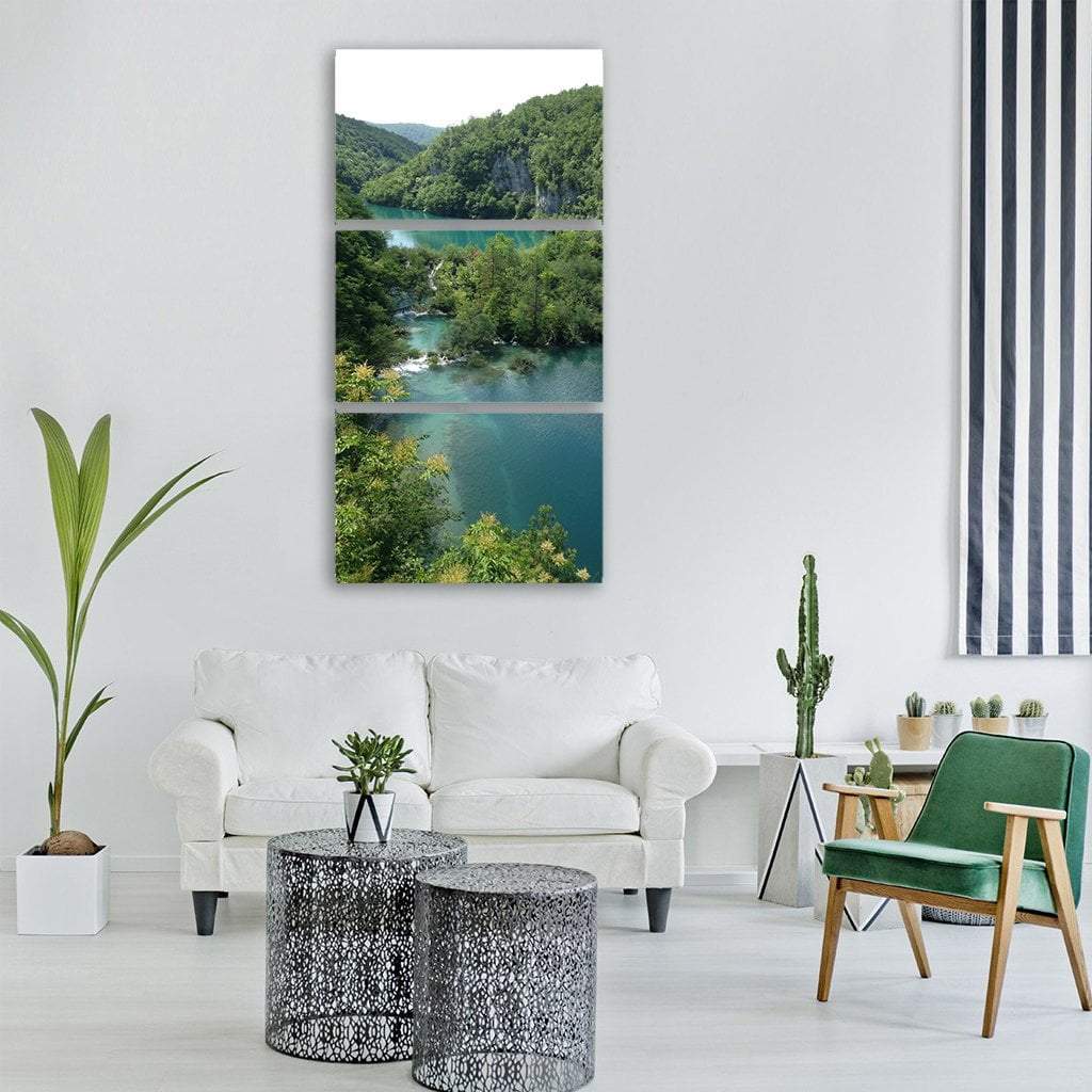 Plitvice Lake Surrounded By Forest Vertical Canvas Wall Art-3 Vertical-Gallery Wrap-12" x 25"-Tiaracle