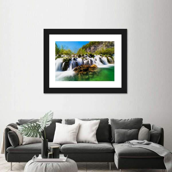 Plitvice Lakes With Waterfall Canvas Wall Art-3 Horizontal-Gallery Wrap-25" x 16"-Tiaracle