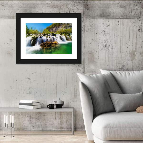 Plitvice Lakes With Waterfall Canvas Wall Art-3 Horizontal-Gallery Wrap-25" x 16"-Tiaracle