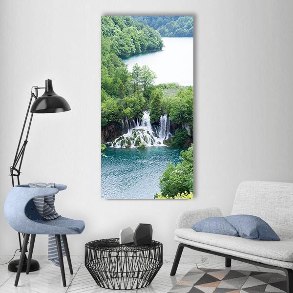 Plitvice Lakes With Waterfall In Croatia Vertical Canvas Wall Art-3 Vertical-Gallery Wrap-12" x 25"-Tiaracle