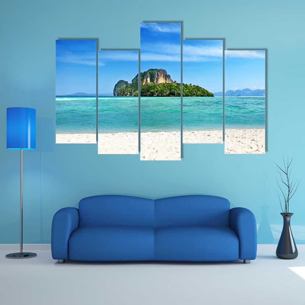Poda Island In Thailand Canvas Wall Art-5 Pop-Gallery Wrap-47" x 32"-Tiaracle