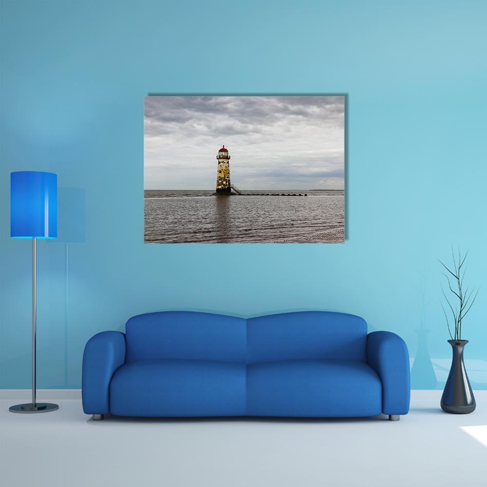 Point Of Ayr Derelict Lighthouse Canvas Wall Art-1 Piece-Gallery Wrap-48" x 32"-Tiaracle