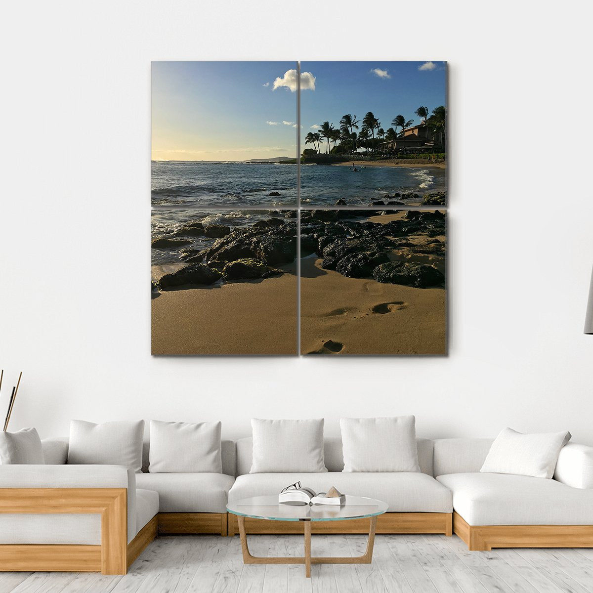 Poipu Beach Park On The Hawaiian Island Of Kauai Canvas Wall Art-4 Square-Gallery Wrap-17" x 17"-Tiaracle