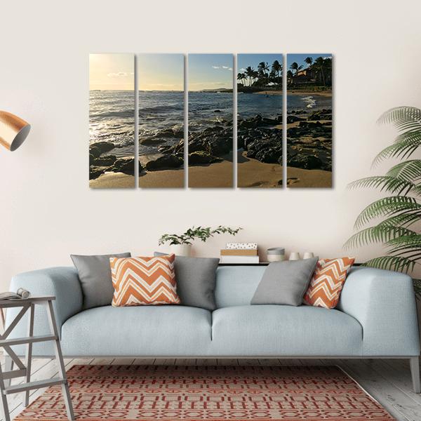 Poipu Beach Park On The Hawaiian Island Of Kauai Canvas Wall Art-5 Horizontal-Gallery Wrap-22" x 12"-Tiaracle