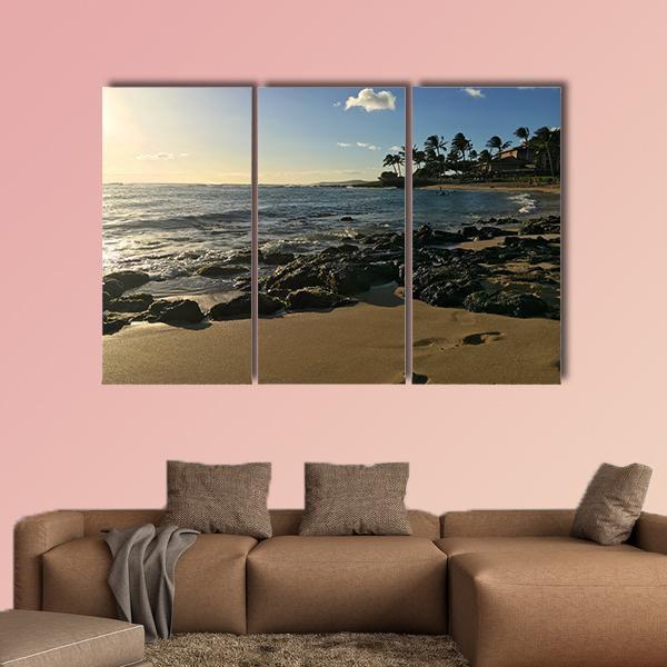 Poipu Beach Park On The Hawaiian Island Of Kauai Canvas Wall Art-3 Horizontal-Gallery Wrap-37" x 24"-Tiaracle