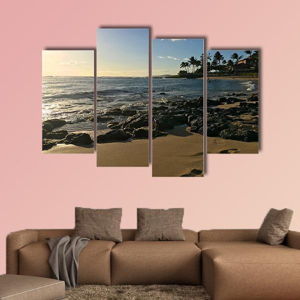 Poipu Beach Park On The Hawaiian Island Of Kauai Canvas Wall Art-4 Pop-Gallery Wrap-50" x 32"-Tiaracle