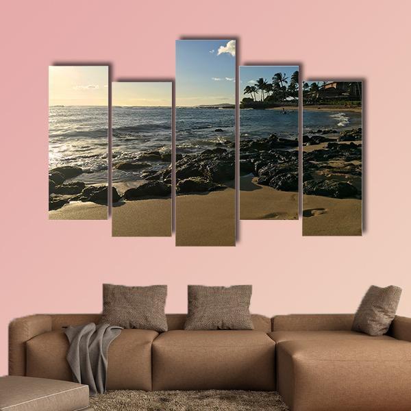Poipu Beach Park On The Hawaiian Island Of Kauai Canvas Wall Art-5 Pop-Gallery Wrap-47" x 32"-Tiaracle
