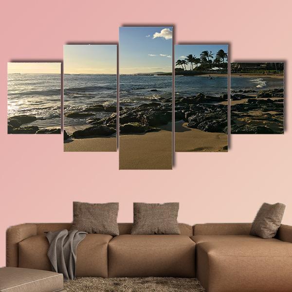 Poipu Beach Park On The Hawaiian Island Of Kauai Canvas Wall Art-5 Star-Gallery Wrap-62" x 32"-Tiaracle