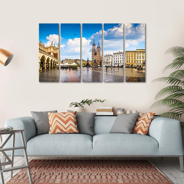 Poland's Historic Center Canvas Wall Art-5 Horizontal-Gallery Wrap-22" x 12"-Tiaracle