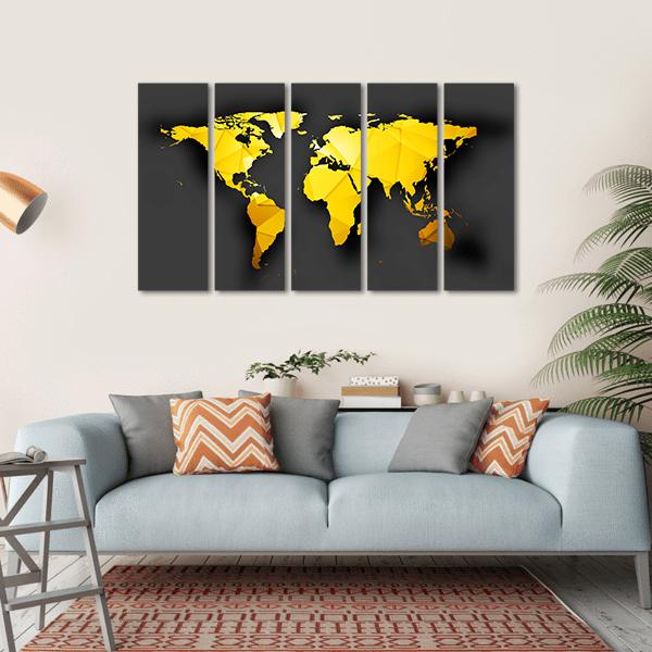 Polygonal World Map Canvas Wall Art-5 Horizontal-Gallery Wrap-22" x 12"-Tiaracle