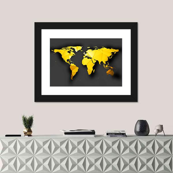 Polygonal World Map Canvas Wall Art-5 Horizontal-Gallery Wrap-22" x 12"-Tiaracle