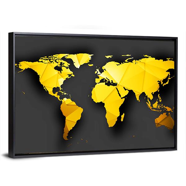 Polygonal World Map Canvas Wall Art-5 Horizontal-Gallery Wrap-22" x 12"-Tiaracle