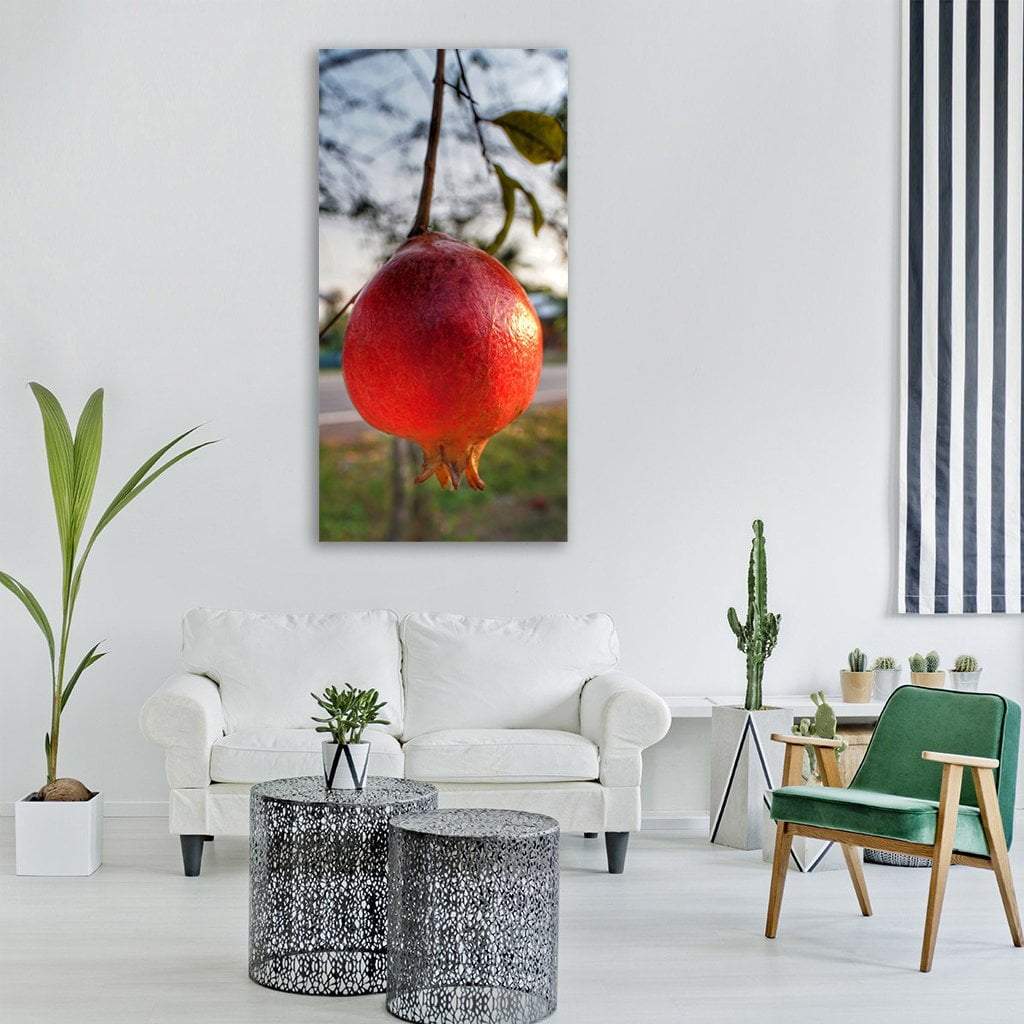 Pomegranate Hanging Vertical Canvas Wall Art-3 Vertical-Gallery Wrap-12" x 25"-Tiaracle