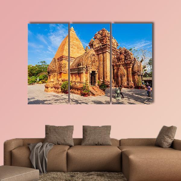 Ponagar Temple In Vietnam Canvas Wall Art-3 Horizontal-Gallery Wrap-37" x 24"-Tiaracle