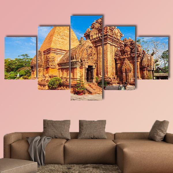 Ponagar Temple In Vietnam Canvas Wall Art-5 Star-Gallery Wrap-62" x 32"-Tiaracle