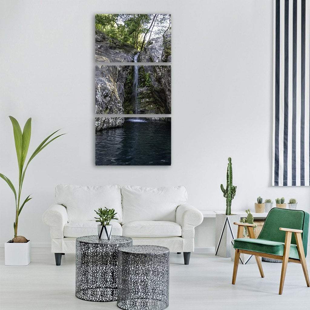 Pond Forest Waterfall Vertical Canvas Wall Art-3 Vertical-Gallery Wrap-12" x 25"-Tiaracle