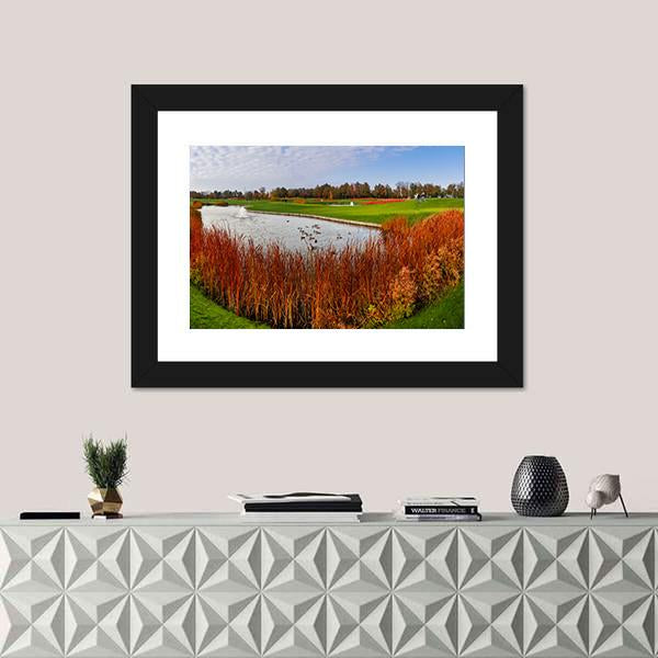 Pond &amp; Green Meadow Canvas Wall Art-1 Piece-Framed Print-20" x 16"-Tiaracle