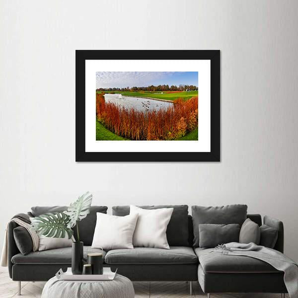 Pond & Green Meadow Canvas Wall Art-3 Horizontal-Gallery Wrap-25" x 16"-Tiaracle
