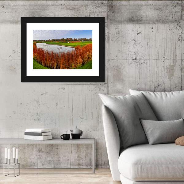 Pond & Green Meadow Canvas Wall Art-3 Horizontal-Gallery Wrap-25" x 16"-Tiaracle