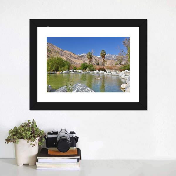 Pond In Desert Oasis Canvas Wall Art-5 Horizontal-Gallery Wrap-22" x 12"-Tiaracle
