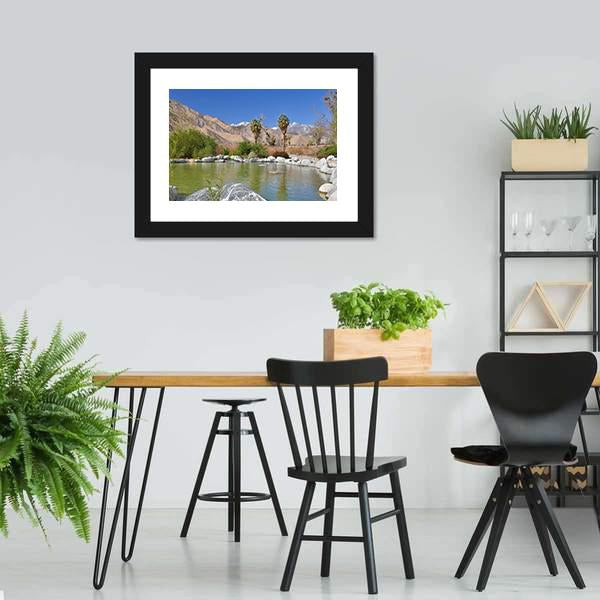 Pond In Desert Oasis Canvas Wall Art-5 Horizontal-Gallery Wrap-22" x 12"-Tiaracle