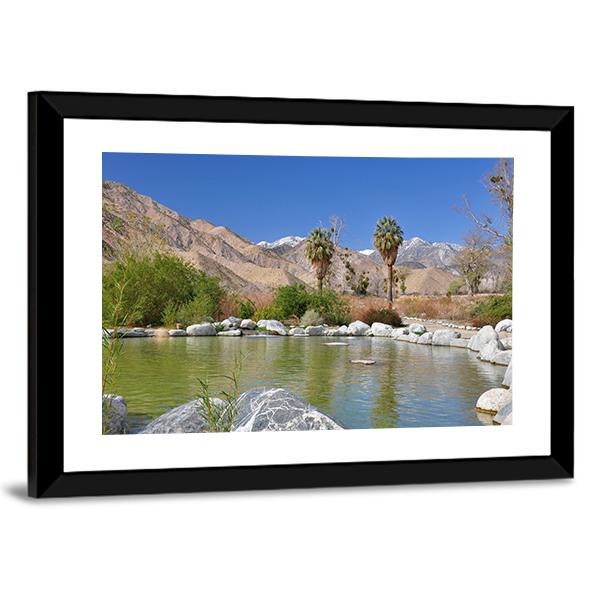 Pond In Desert Oasis Canvas Wall Art-3 Horizontal-Gallery Wrap-25" x 16"-Tiaracle