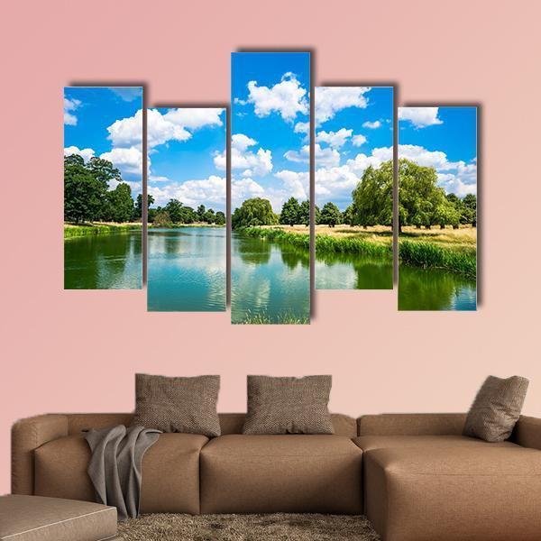 Pond In Hampton Court Park In South London Canvas Wall Art-5 Pop-Gallery Wrap-47" x 32"-Tiaracle