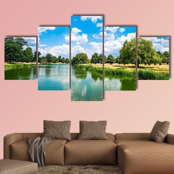 Pond In Hampton Court Park In South London Canvas Wall Art-5 Star-Gallery Wrap-62&quot; x 32&quot;-Tiaracle
