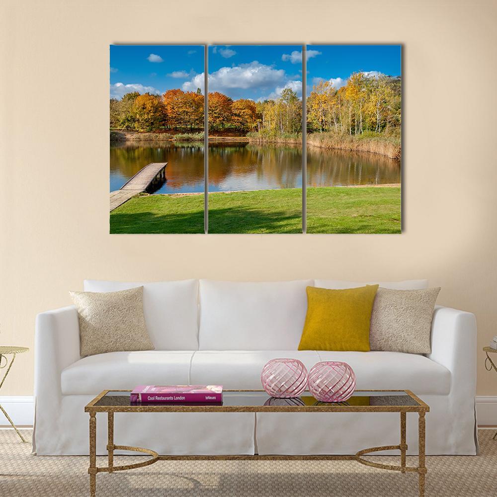 Pond In Public Park Szczesliwice In Warsaw Canvas Wall Art-3 Horizontal-Gallery Wrap-37" x 24"-Tiaracle