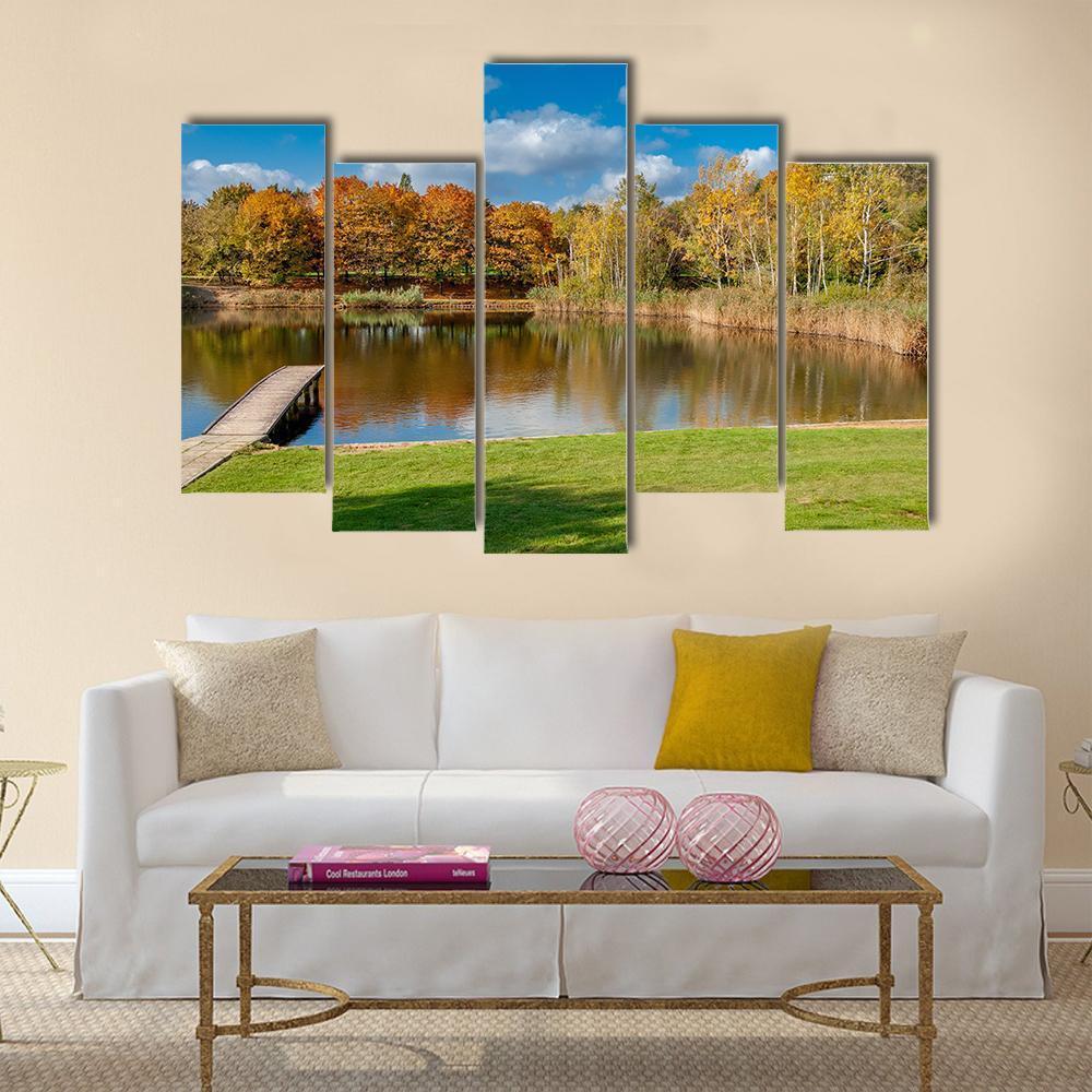 Pond In Public Park Szczesliwice In Warsaw Canvas Wall Art-5 Pop-Gallery Wrap-47" x 32"-Tiaracle