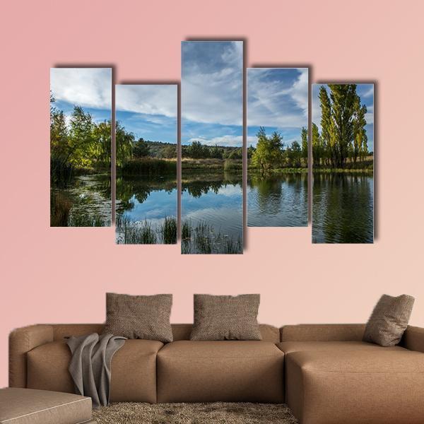 Pond In The Arizona Desert Canvas Wall Art-5 Pop-Gallery Wrap-47" x 32"-Tiaracle