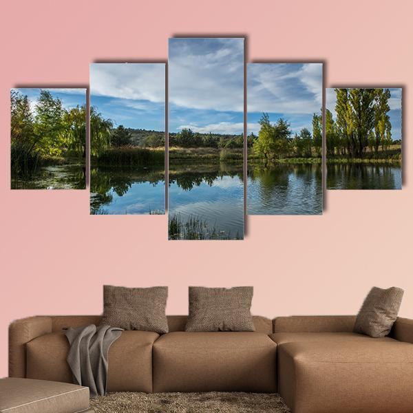 Pond In The Arizona Desert Canvas Wall Art-5 Pop-Gallery Wrap-47" x 32"-Tiaracle