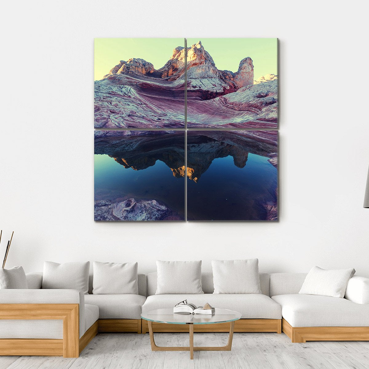 Pond In Vermilion Cliffs Canvas Wall Art-4 Square-Gallery Wrap-17" x 17"-Tiaracle
