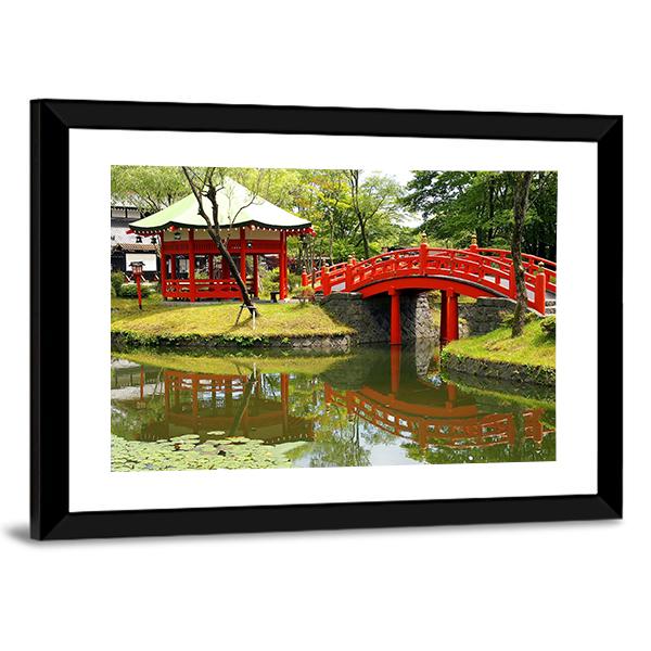 Pond In Village Of Samurais Japan Canvas Wall Art-3 Horizontal-Gallery Wrap-25" x 16"-Tiaracle