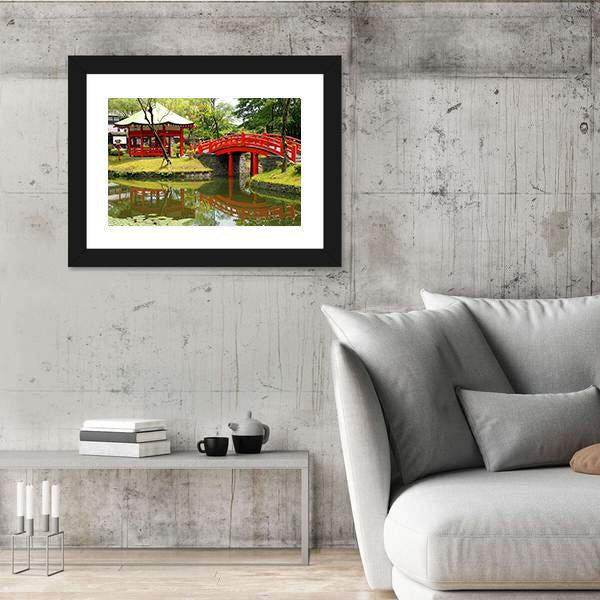 Pond In Village Of Samurais Japan Canvas Wall Art-3 Horizontal-Gallery Wrap-25" x 16"-Tiaracle