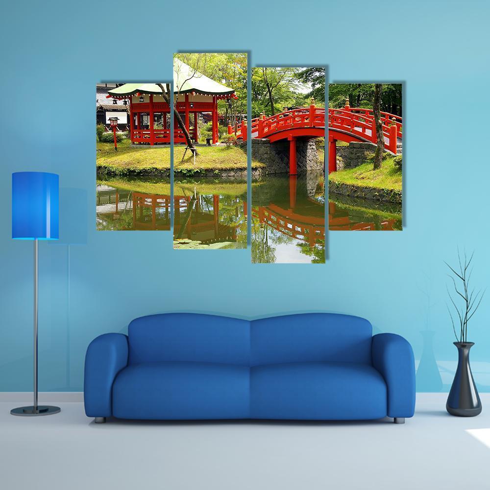 Pond In Village Of Samurais Japan Canvas Wall Art-4 Pop-Gallery Wrap-50" x 32"-Tiaracle