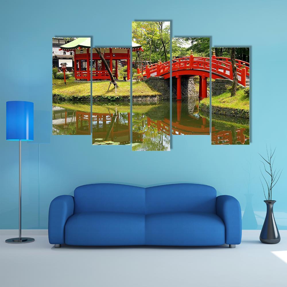 Pond In Village Of Samurais Japan Canvas Wall Art-5 Pop-Gallery Wrap-47" x 32"-Tiaracle
